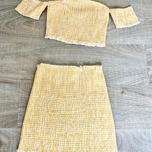 WILDHONEY smocked crop two-piece set